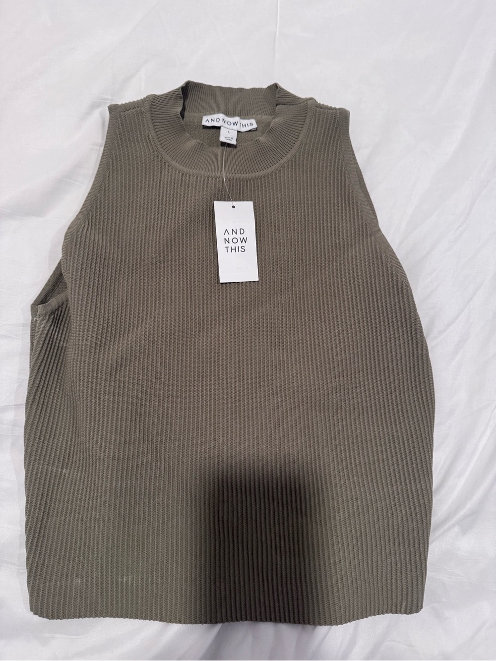 Macy's Olive Ribbed Knit Tank Top